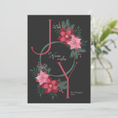 Cartes Pour Fêtes Annuelles Simple Joie Chaleureux Voeux Rose Noir (Debout devant)