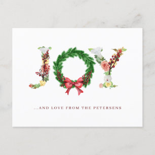 Cartes Pour Fêtes Annuelles Simple joie typographie de couronne de Noël