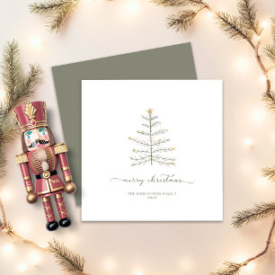 Cartes Pour Fêtes Annuelles Simple Joyeux Carré de script d'arbre de Noël