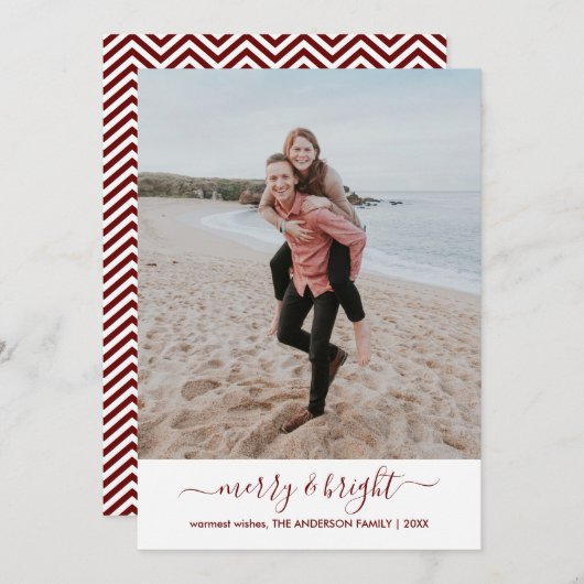 Cartes Pour Fêtes Annuelles Simple Joyeux Joyeux Script de Noël Rouge (Devant / Derrière)