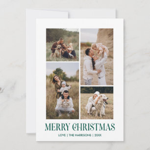 Cartes Pour Fêtes Annuelles Simple Joyeux Noël 4 Photo Collage VERT