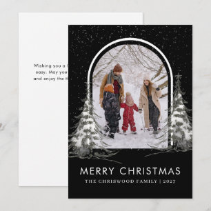 Cartes Pour Fêtes Annuelles Simple Joyeux Noël arbre de pin photo de famille