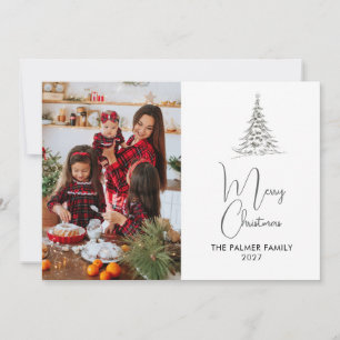Cartes Pour Fêtes Annuelles Simple Joyeux Noël famille photo sapin de Noël