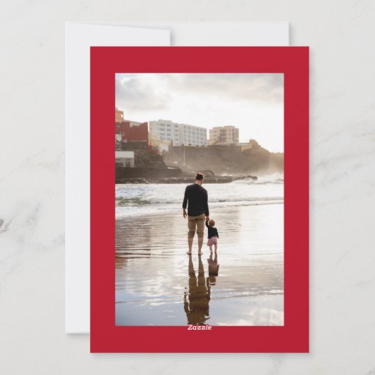 Cartes Pour Fêtes Annuelles Simple Joyeux Noël Multi Photo Grille moderne Roug (Dos)