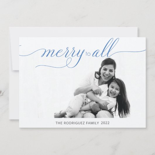 Cartes Pour Fêtes Annuelles Simple Joyeux Noël Photo Cobalt Bleu (Devant)