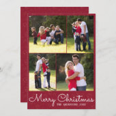 Cartes Pour Fêtes Annuelles Simple Joyeux Noël Script 4 Photo Collage (Devant / Derrière)