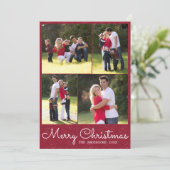 Cartes Pour Fêtes Annuelles Simple Joyeux Noël Script 4 Photo Collage (Debout devant)