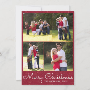 Cartes Pour Fêtes Annuelles Simple Joyeux Noël Script 4 Photo Collage
