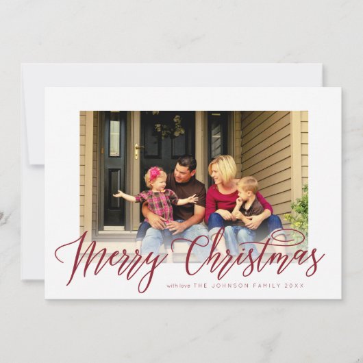 Cartes Pour Fêtes Annuelles Simple Joyeux Noël Script Photo Grey (Devant)