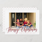 Cartes Pour Fêtes Annuelles Simple Joyeux Noël Script Photo Grey (Devant / Derrière)