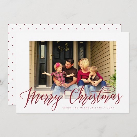 Cartes Pour Fêtes Annuelles Simple Joyeux Noël Script Photo Grey (Devant / Derrière)