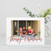 Cartes Pour Fêtes Annuelles Simple Joyeux Noël Script Photo Grey (Debout devant)