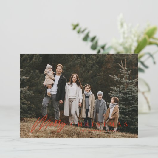 Cartes Pour Fêtes Annuelles Simple Joyeux Script 3 Photo Noël (Debout devant)