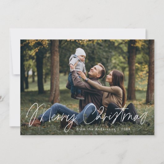 Cartes Pour Fêtes Annuelles Simple Joyeux script de Noël photo (Devant)