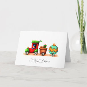Cartes Pour Fêtes Annuelles Simple Joyeux Train de Noël avec ornements