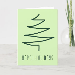 Cartes Pour Fêtes Annuelles Simple main verte tiré Arbre de Noël Abstrait