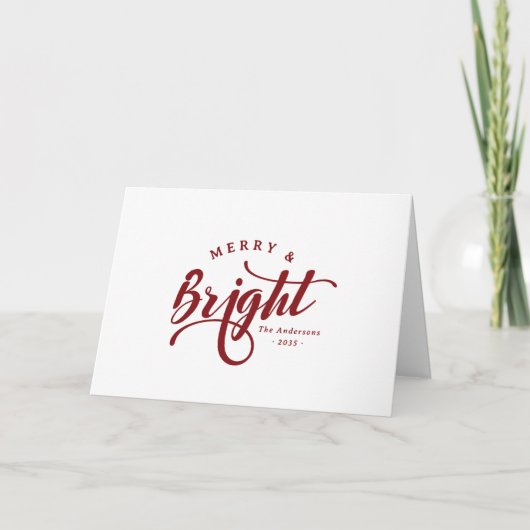 Cartes Pour Fêtes Annuelles Simple Merry and Bright Calligraphy Script (Devant)