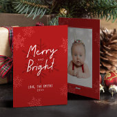Cartes Pour Fêtes Annuelles Simple Merry & Bright Script Snowflakes Christmas