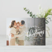 Cartes Pour Fêtes Annuelles Simple Merry Christmas Calligraphy Script Photo (Debout devant)