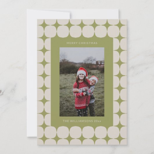 Cartes Pour Fêtes Annuelles Simple Mi-Siècle moderne Sage Vert Photo (Devant)