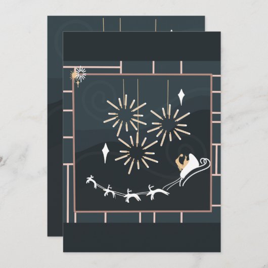 Cartes Pour Fêtes Annuelles Simple mi-siècle Noël moderne (Devant / Derrière)