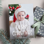 Cartes Pour Fêtes Annuelles Simple mignon Joyeux Noël une photo vert