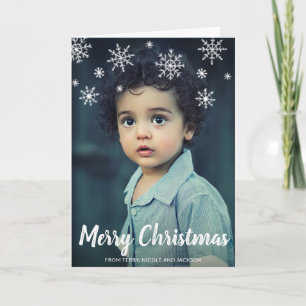 Cartes Pour Fêtes Annuelles Simple mignon Snowflakes Photo Noël moderne