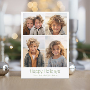 Cartes Pour Fêtes Annuelles Simple Minimal 4 Photo - Arc Zen Vert Blanc