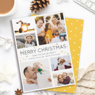 Cartes Pour Fêtes Annuelles Simple Minimaliste Collage Multi Photo Moderne