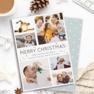 Cartes Pour Fêtes Annuelles Simple Minimaliste Collage Multi-Photos Moderne