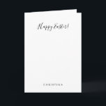 Cartes Pour Fêtes Annuelles Simple minimaliste Noir et Blanc Joyeux Pâques<br><div class="desc">Cette simple carte de vacances de Pâques en noir et blanc minimaliste est parfaite pour une fête rustique. Le design sobre et élégant présente une typographie de script classique et sophistiquée en noir et blanc.</div>