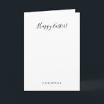 Cartes Pour Fêtes Annuelles Simple minimaliste Noir et Blanc Joyeux Pâques<br><div class="desc">Cette simple carte de vacances de Pâques en noir et blanc minimaliste est parfaite pour une fête rustique. Le design sobre et élégant présente une typographie de script classique et sophistiquée en noir et blanc.</div>