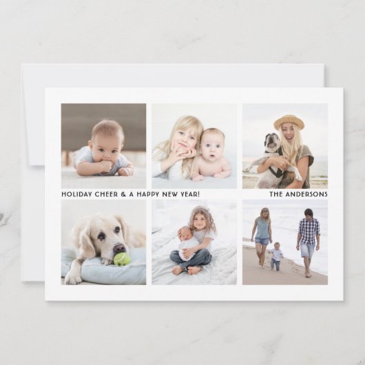 Cartes Pour Fêtes Annuelles Simple Modern 6 Photo Collage Black and White (Devant)