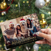 Cartes Pour Fêtes Annuelles Simple Modern Gold Script 2 Photo Noël