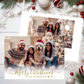 Cartes Pour Fêtes Annuelles Simple Modern Gold Script 2 Photo Noël
