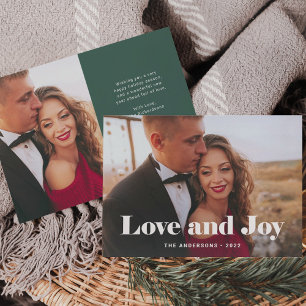 Cartes Pour Fêtes Annuelles Simple Modern Love and Joy with Photo