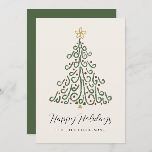 Cartes Pour Fêtes Annuelles Simple Modern Rustic Christmas Tree (Devant / Derrière)