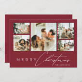 Cartes Pour Fêtes Annuelles Simple Modern Script Photo Collage Red Christmas (Devant / Derrière)
