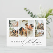 Cartes Pour Fêtes Annuelles Simple Modern Script Photo Collage Red Christmas (Debout devant)