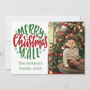 Cartes Pour Fêtes Annuelles Simple moderne 2 photo Noël élégant script