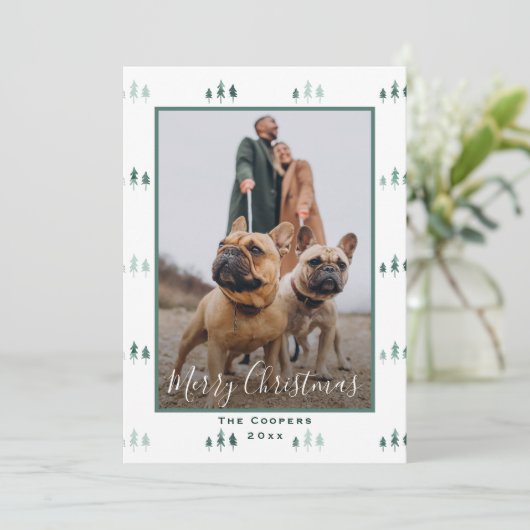 Cartes Pour Fêtes Annuelles Simple moderne arbre de Noël vert (Debout devant)