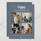 Cartes Pour Fêtes Annuelles Simple moderne Happy Hanoukka Elegant 4 Photo (Devant / Derrière)