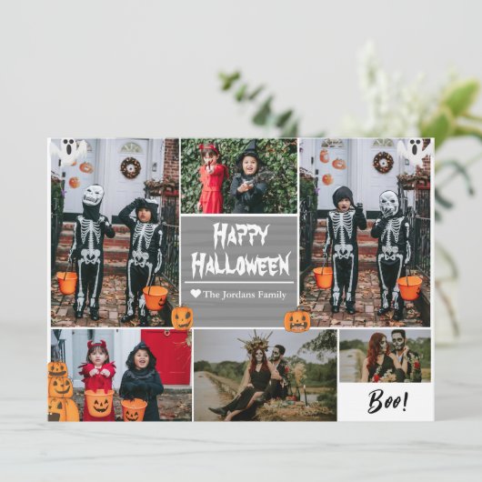 Cartes Pour Fêtes Annuelles Simple Moderne Joyeux Halloween photo collage de f (Debout devant)