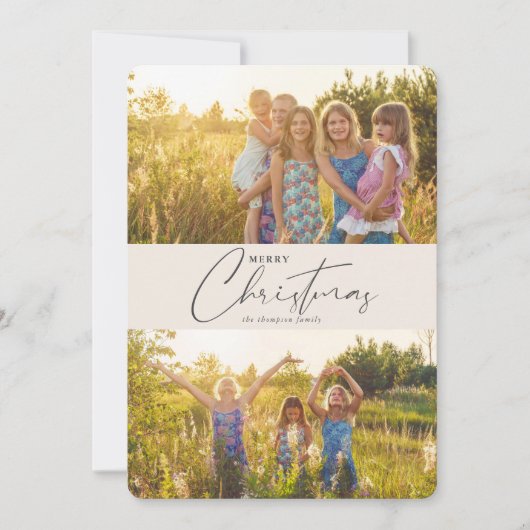 Cartes Pour Fêtes Annuelles Simple moderne Joyeux Noël Gris Script Photo (Devant)