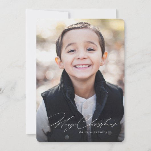 Cartes Pour Fêtes Annuelles Simple moderne Joyeux Noël une photo élégant (Devant)