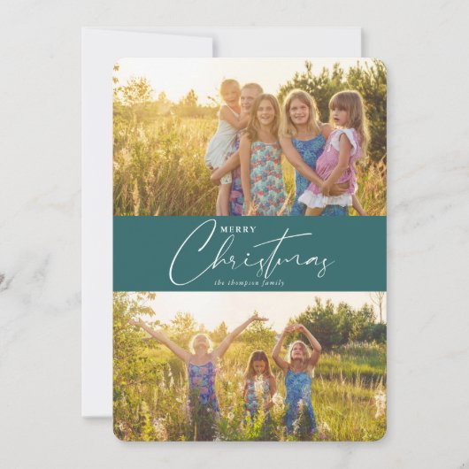 Cartes Pour Fêtes Annuelles Simple moderne Joyeux Noël Vert foncé Script (Devant)