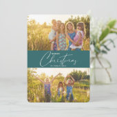 Cartes Pour Fêtes Annuelles Simple moderne Joyeux Noël Vert foncé Script (Debout devant)