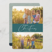 Cartes Pour Fêtes Annuelles Simple moderne Joyeux Noël Vert foncé Script (Devant / Derrière)