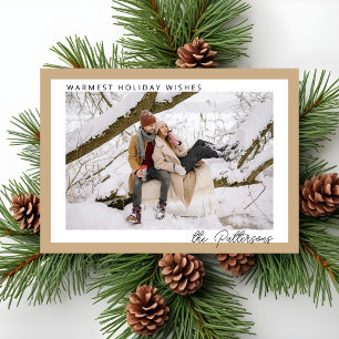 Cartes Pour Fêtes Annuelles Simple Moderne Minimaliste Photo de Noël Taupe Bru