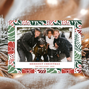 Cartes Pour Fêtes Annuelles Simple moderne Motif rouge vert photo Noël